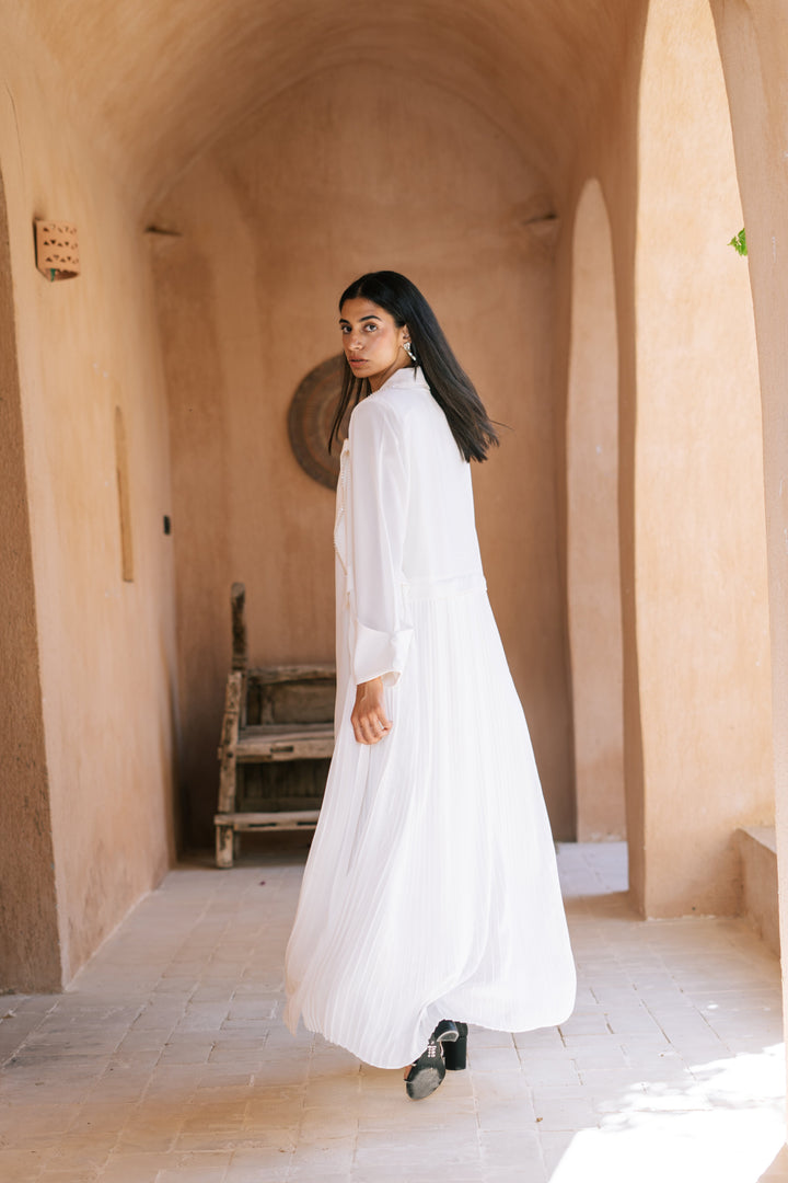 White Stone Embroidered Abaya